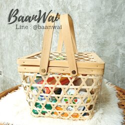 ชะลอมกระปุก ชะลอมปิ่นโตไม้ไผ่ ขนาด 8*7 นิ้ว