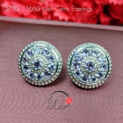 ต่างหูพลอยไอโอเล็ตสีม่วง