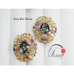 ต่างหูพลอยซองเจียซัฟไฟร์และโทปาสหลากสี