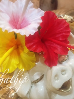 ดอกชบา - กรวยดอกชบา ประดิษฐ์จากดิน - Chinese rose