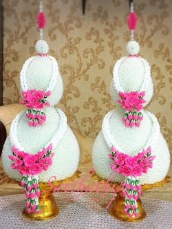 พานพุ่ม - พานพุ่มสักการะ - พานพุ่มดอกรัก - พานพุ่มดอกรักประดิษฐ์ (พลาสติก) - พานพุ่มสีขาว - Panpum