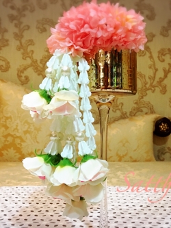 พวงมาลัยผ้า - พวงมาลัยดอกมัม ประดิษฐ์ - พวงมาลัยถวายศาลพระภูมิ - Fabric Garland