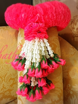 พวงมาลัยผ้า - พวงมาลัยดอกคาเนชั่น ประดิษฐ์ - พวงมาลัยถวายศาลพระภูมิ - Fabric garland