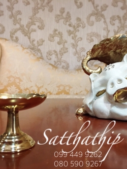 พานทองเหลือง ขนาด เส้นผ่าศูนย์กลาง 2 (1/2) นิ้ว - พานทองเหลือง - พานปากจีบ ทองเหลือง