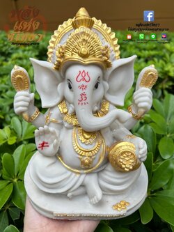 พระพิฆเนศ ปางรีนาโมจัน สีขาว พระพิฆเนศสีขาวทอง l ขนาดหน้าตัก 5 นิ้ว พร้อมส่ง
