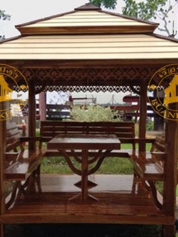 ( รหัส A1 ) ศาลา ไม้สัก สีเงา หลังคา 2ชั้นสีขาว หลังนิว / ขนาด 2.00x2.00x3.00 เมตร