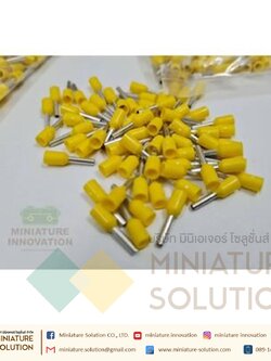 [100 ชิ้น] VE7508 หัวต่อหางปลาแบบเสียบสาย Assortment ขั้วต่อสายคอนโทรล ข้อต่อสายไฟ แบบหุ้ม เฟอรู PVC Insulated Bootlace สีเหลือง