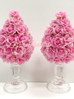 พานพุ่มดอกกุหลาบ ประดิษฐ์จากดิน [4 นิ้ว 1,950 บาท/คู่]