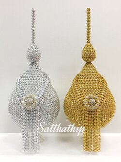 พานพุ่ม - พานพุ่มสักการะ - พานพุ่มเงินทอง - พานพุ่มนพเก้า [8 นิ้ว/ 4,000บาท/คู่]