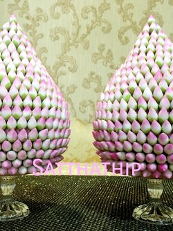 พานพุ่มดอกบัวประดิษฐ์ [7 นิ้ว 4,500 บาท/คู่]