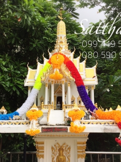 พวงมาลัยเจ็ดสีเจ็ดศอก/พวงมาลัยผ้าสองชาย [แบบตัดก้านดอกร้อยแน่น 400 บาท/เมตร]