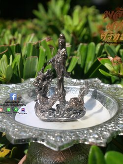 เจ้าแม่กวนอิม ทรงมังกร พระโพธิสัตว์กวนอิม เหยียบมังกร l งานทองเหลืองรมดำ ขนาด 2 นิ้ว