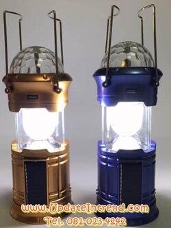 ตะเกียงไฟฉาย ตะเกียงไฟ LED ชาร์จไฟบ้าน ชาร์จไฟโซล่าร์เซลล์ ชาร์จ USB หรือ ใส่ถ่านก็ได้ พร้อมไฟคริสตัลด้านบน และสวิทซ์ปิดเปิด