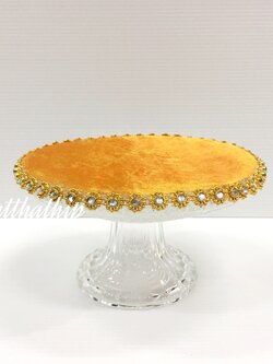 พานแก้วปูผ้ารอง ขนาด เส้นผ่าศูนย์กลาง 8 นิ้ว