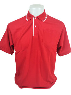 เสื้อโปโล สีแดง แขนจั๊ม