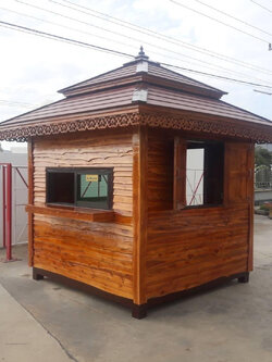 ( รหัส F1-ไม้สะเดา ) ซุ้มเค้าเตอร์ ไม้สะเดา สีเงา คาตาล / ขนาด 2.20 x 2.20 x 3.50 เมตร