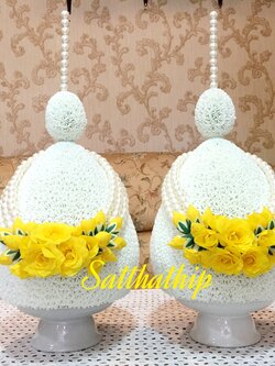 ราคาสินค้าเป็นคู่ l พานพุ่มดอกรักประดิษฐ์ [9"]