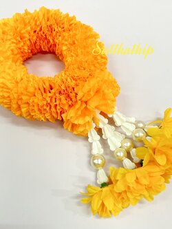 พวงมาลัยผ้า - พวงมาลัยดอกดาวเรืองผ้า - พวงมาลัยดอกดาวเรือง ประดิษฐ์ - พวงมาลัยถวายศาลพระภูมิ