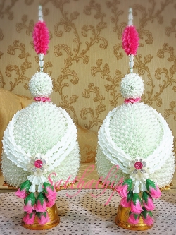 พานพุ่ม - พานพุ่มสักการะ - พานพุ่มดอกรัก - พานพุ่มดอกรักประดิษฐ์ (พลาสติก) - พานพุ่มสีขาว - Panpum