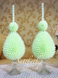 พานพุ่ม [5.5"] - พานพุ่มสักการะ - พานพุ่มดอกรัก - พานพุ่มสักการะ - พานพุ่มดอกรักประดิษฐ์ (พลาสติก) - พานพุ่มสีขาว