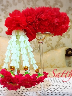 พวงมาลัยผ้า - พวงมาลัยดอกมัม ประดิษฐ์ - พวงมาลัยถวายศาลพระภูมิ - Fabric garland