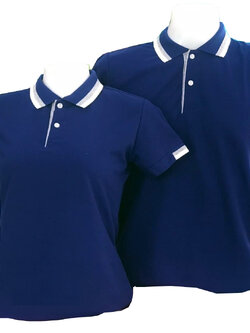 เสื้อโปโลสีน้ำเงิน แขนจั๊มครึ่ง