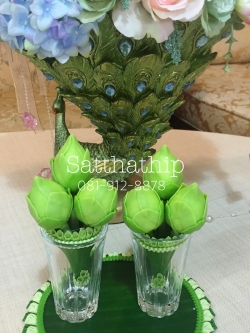 กรวยดอกบัวตูม (3 ดอก) ประดิษฐ์จากดิน/ กรวยดอกบัว ประดิษฐ์จากดิน - Lotus Flower