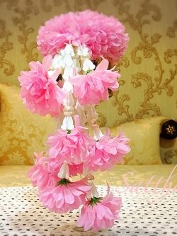 พวงมาลัยผ้า - พวงมาลัยดอกมัม ประดิษฐ์ - พวงมาลัยถวายศาลพระภูมิ - Fabric Garland