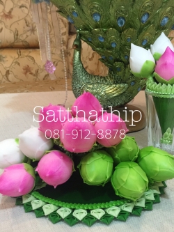 กรวยดอกบัวตูม (4 ดอก) ประดิษฐ์จากดิน/ กรวยดอกบัว ประดิษฐ์จากดิน - Lotus Flower