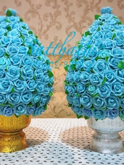 พานพุ่มกุหลาบ ประดิษฐ์จากดิน [8 นิ้ว 5,000 บาท/คู่]