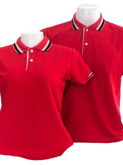 เสื้อโปโลสีแดง แขนจั๊มครึ่ง ไซส์มาตรฐาน พร้อมส่ง