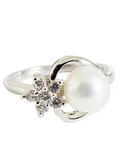 Heart Silver Pearl Ring