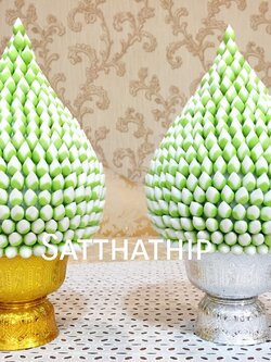 พานพุ่มดอกบัวประดิษฐ์ [ุ7 นิ้ว-ราคา 4,000 บาท/คู่]