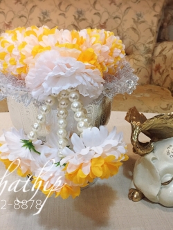 พวงมาลัยผ้า - พวงมาลัยดอกมัม ประดิษฐ์ - พวงมาลัยถวายศาลพระภูมิ - Fabric garland