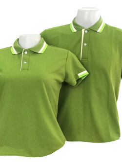 เสื้อโปโลสีเขียวตอง แขนจั๊มครึ่ง ราคาส่ง 3 ตัวขึ้นไป