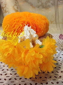 พวงมาลัยผ้า - พวงมาลัยดอกมัม ประดิษฐ์ - พวงมาลัยถวายศาลพระภูมิ - Fabric garland