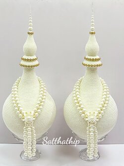 พานพุ่ม - พานพุ่มสักการะ - พานพุ่มเงินทอง - พานพุ่มสีขาว [8 นิ้ว/ 3,500บาท/คู่]