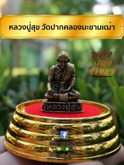 หลวงปู่สุข วัดปากคลองมะขามเฒ่า องค์ลอย พระตั้งหน้ารถ เนื้อทองเหลือง ขนาด 2.5 เซ็นติเมตร