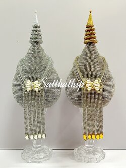 พานพุ่ม - พานพุ่มสักการะ - พานพุ่มเงินทอง - พานพุ่มนพเก้า [4 นิ้ว/ 1,690บาท/คู่]