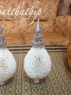 พานพุ่ม - พานพุ่มสักการะ - พานพุ่มดอกรัก - พานพุ่มดอกรักประดิษฐ์ (พลาสติก) - พานพุ่มสีขาว - Panpum