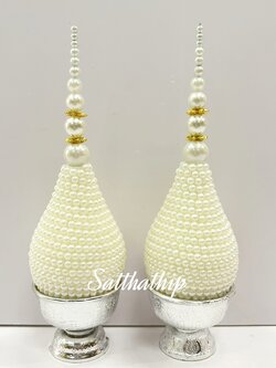 พานพุ่ม - พานพุ่มสักการะ - พานพุ่มเงินทอง - พานพุ่มสีขาว [2 นิ้ว/ 800บาท/คู่]