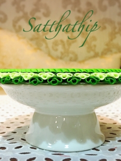 ชุดถาดใบตอง ประดิษฐ์จากดิน พร้อมพานเซรามิก - พานใบตอง - Tray