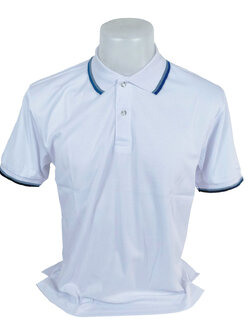 เสื้อโปโลชาย เสื้อโปโลสีขาว แขนจั๊มครึ่ง ปก จั๊มแขนมีลาย สีกรม สีเทา