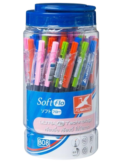 ปากกาลูกลื่น 0.5 มม. ฟลามิงโก้ รุ่น B08 หมึกน้ำเงิน คละสี (แพ็ค 50 ด้าม)
