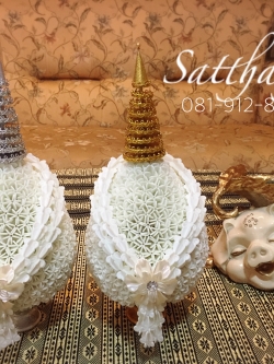 พานพุ่ม - พานพุ่มสักการะ - พานพุ่มดอกรัก - พานพุ่มดอกรักประดิษฐ์ (พลาสติก) - พานพุ่มสีขาว - Panpum