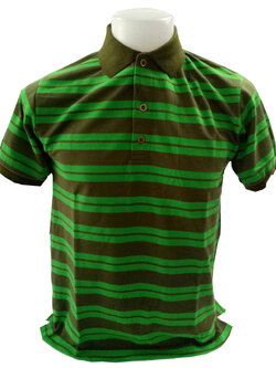 เสื้อโปโลลายทาง สีเขียวขี้ม้า สีเขียวไมโล ลดราคาล้างสต๊อก