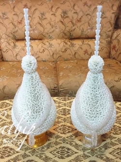 พานพุ่ม - พานพุ่มสักการะ - พานพุ่มดอกรัก - พานพุ่มดอกรักประดิษฐ์ (พลาสติก) - พานพุ่มสีขาว - Panpum