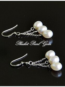 Phuket Pearl Gem Dangling Drop Pearl Earrings