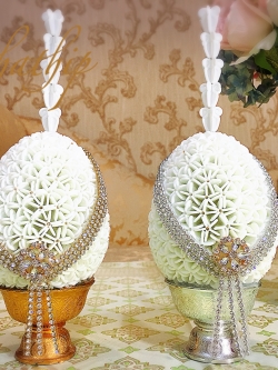 พานพุ่ม - พานพุ่มสักการะ - พานพุ่มดอกรัก - พานพุ่มดอกรักประดิษฐ์ (พลาสติก) - พานพุ่มสีขาว - Panpum