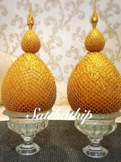 พานพุ่ม - พานพุ่มเงินทอง ประดับเกล็ดผ้า - พานพุ่มผ้าตาด - Phan bush